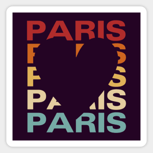 Paris - Vintage Retro Sunset Typography - Tourist Souvenir Magnet